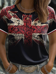 Women's UK Flag Art Printed T-shirt