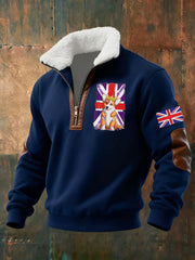 Men's Vintage England Flag Dog Printed Sweatshirt