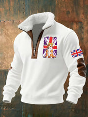 Men's Vintage England Flag Dog Printed Sweatshirt-1