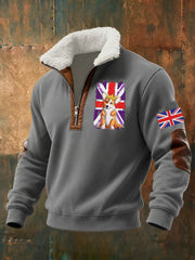 Men's Vintage England Flag Dog Printed Sweatshirt-3