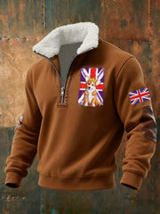Men's Vintage England Flag Dog Printed Sweatshirt-5