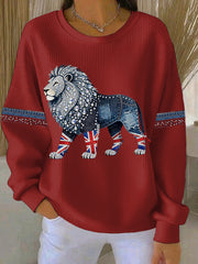 Women's British style imitation denim rhinestone hot-drill Print Casual Sweatshirt-2