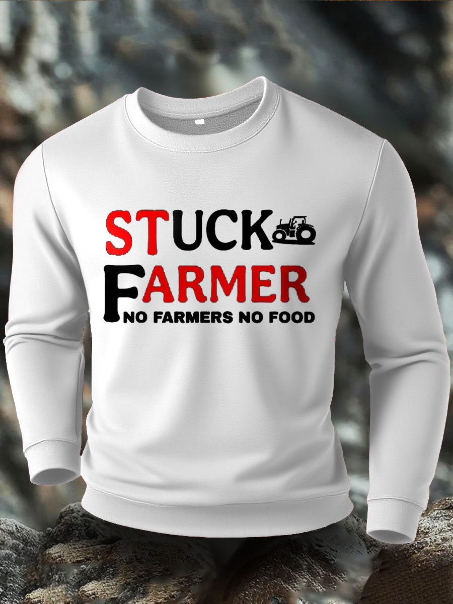 Men's Stuck Farmer Funny Printed Sweatshirt-1