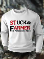 Men's Stuck Farmer Funny Printed Sweatshirt-1