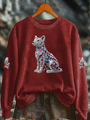 Women's British imitation diamond hot-drilling Printed Regular Sweatshirt-1