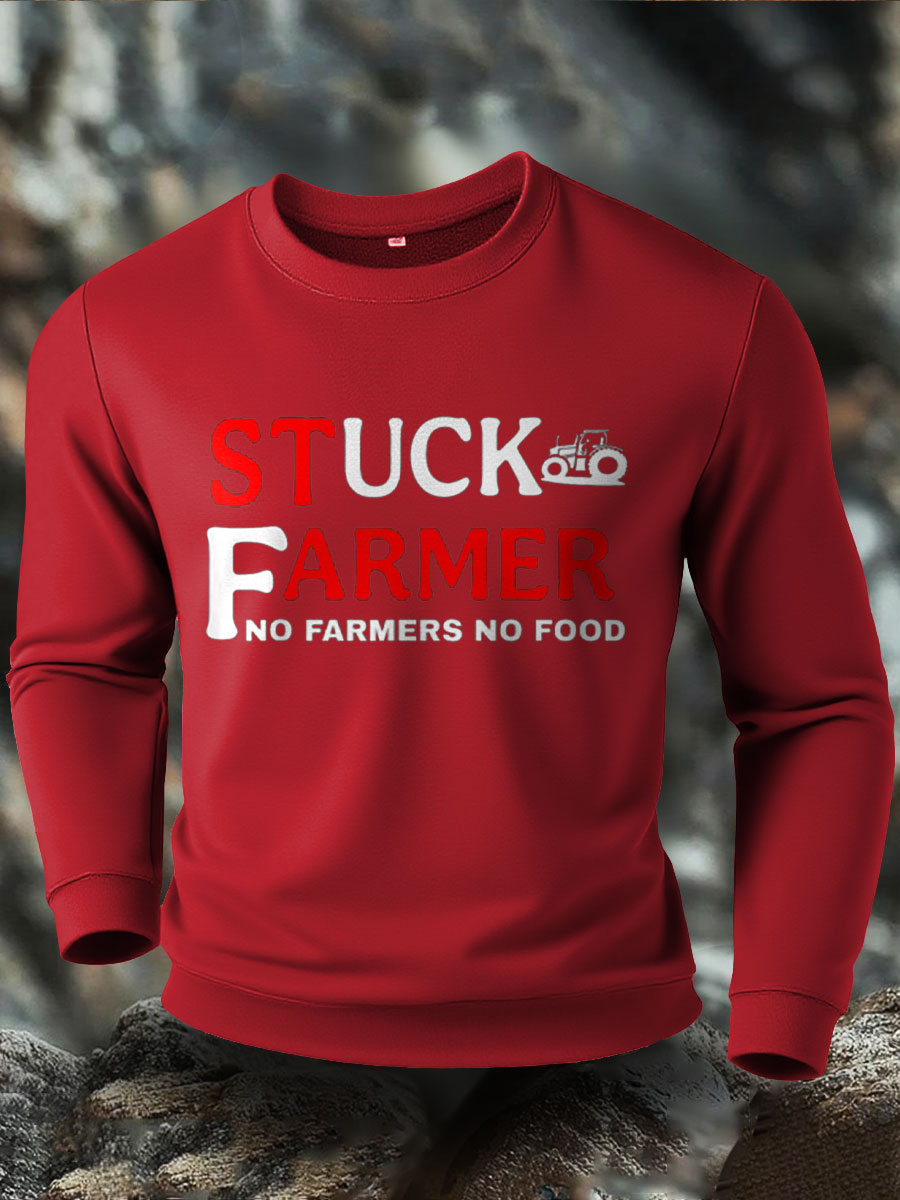 Men's Stuck Farmer Funny Printed Sweatshirt-2