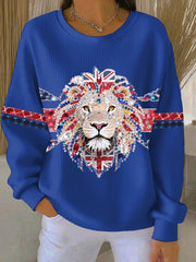 Women's British style imitation rhinestone hot-drilling Print Casual Sweatshirt-3