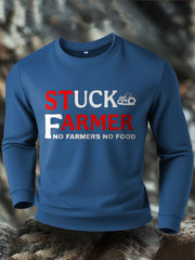 Men's Stuck Farmer Funny Printed Sweatshirt-3