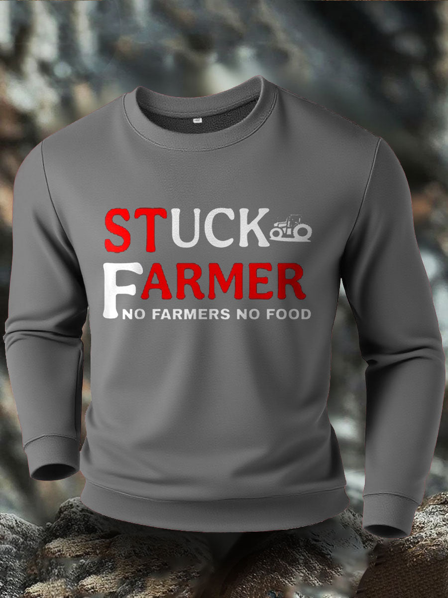 Men's Stuck Farmer Funny Printed Sweatshirt-4