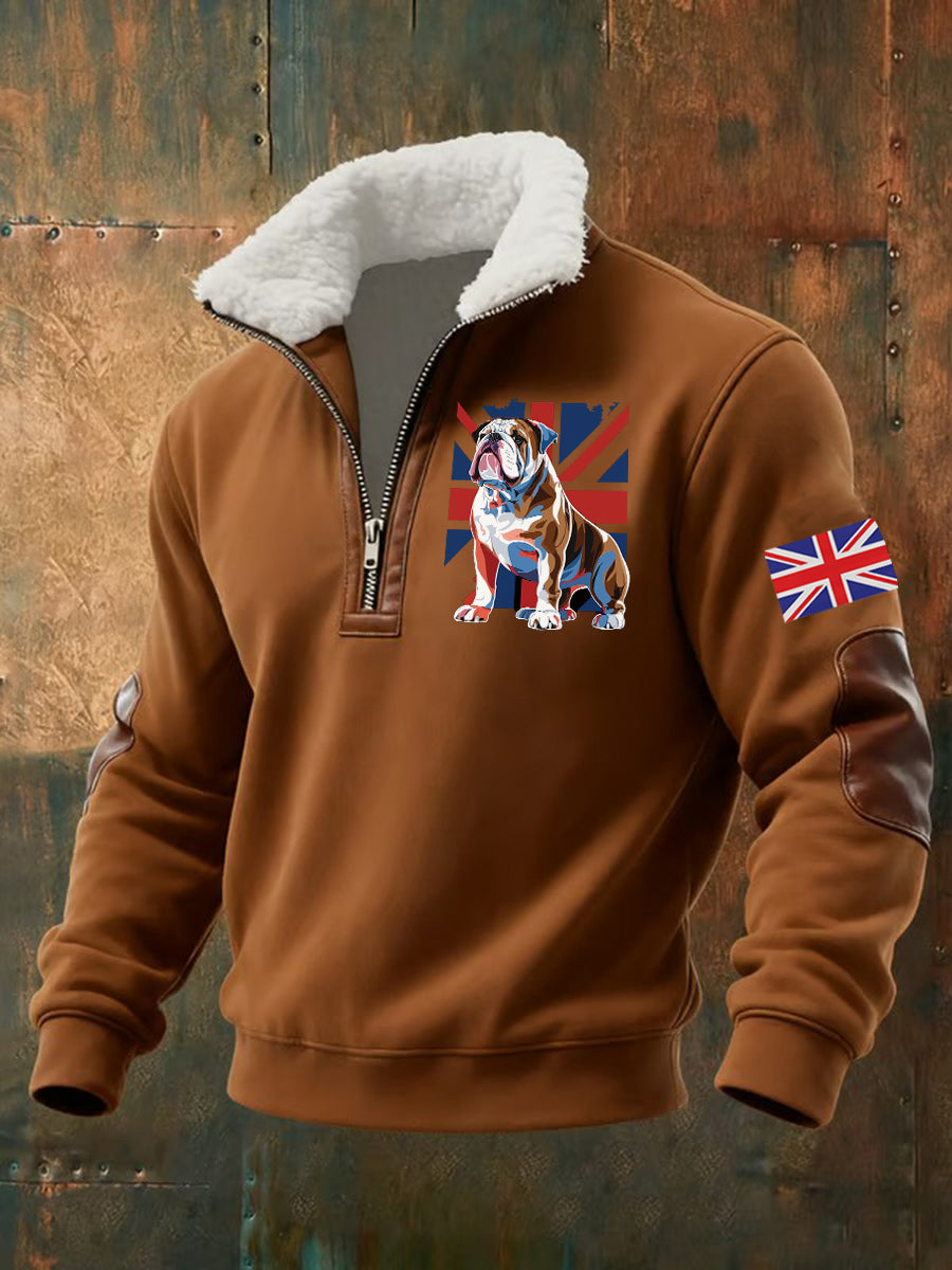Men's Vintage England Flag Dog Printed Sweatshirt-5