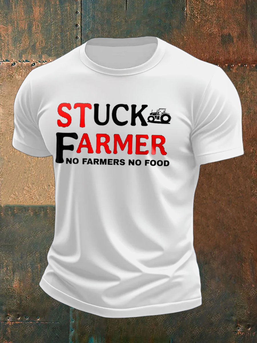 Men's Stuck Farmer Funny Printed T-shirt-1