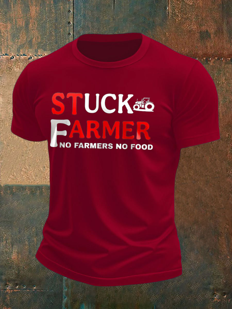Men's Stuck Farmer Funny Printed T-shirt-3