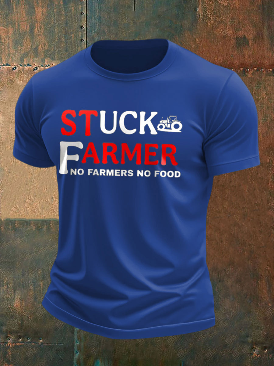 Men's Stuck Farmer Funny Printed T-shirt-4