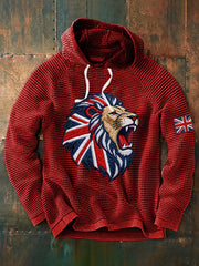 Men's English-style faux-embroidered waffle hoodie-2