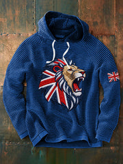 Men's English-style faux-embroidered waffle hoodie-4