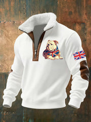 Men's Vintage England Flag Dog Printed Sweatshirt-1