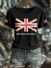Women's Bacon UK Flag Printed T-Shirt-1