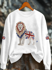 Women's British imitation diamond hot-drilling Printed Regular Sweatshirt-1