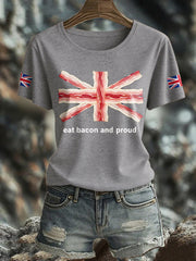 Women's Bacon UK Flag Printed T-Shirt-3