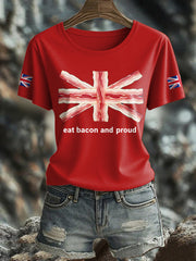 Women's Bacon UK Flag Printed T-Shirt-4
