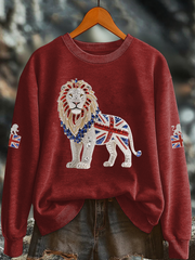 Women's British imitation diamond hot-drilling Printed Regular Sweatshirt-2