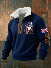 Men's Vintage England Flag Dog Printed Sweatshirt