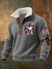 Men's Vintage England Flag Dog Printed Sweatshirt-3