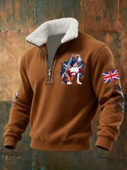 Men's Vintage England Flag Dog Printed Sweatshirt-5