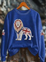 Women's British imitation diamond hot-drilling Printed Regular Sweatshirt-3