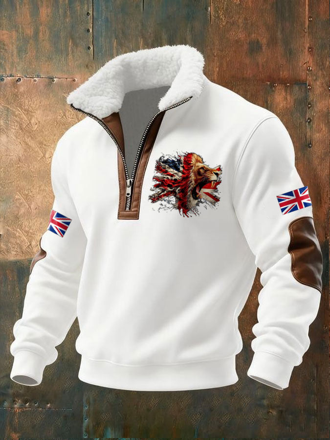 Men's UK Flag Lion Art Printed Sweatshirt-1