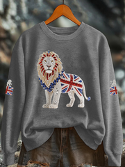 Women's British imitation diamond hot-drilling Printed Regular Sweatshirt-4