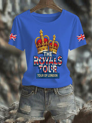 Women's Vintage England Flag The Royals Tour Printed T-shirt-2