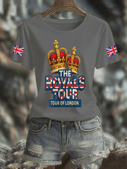 Women's Vintage England Flag The Royals Tour Printed T-shirt-3