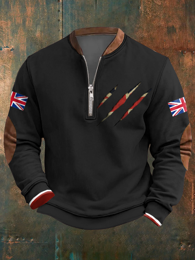 Men's UK Flag Art Printed Sweatshirt