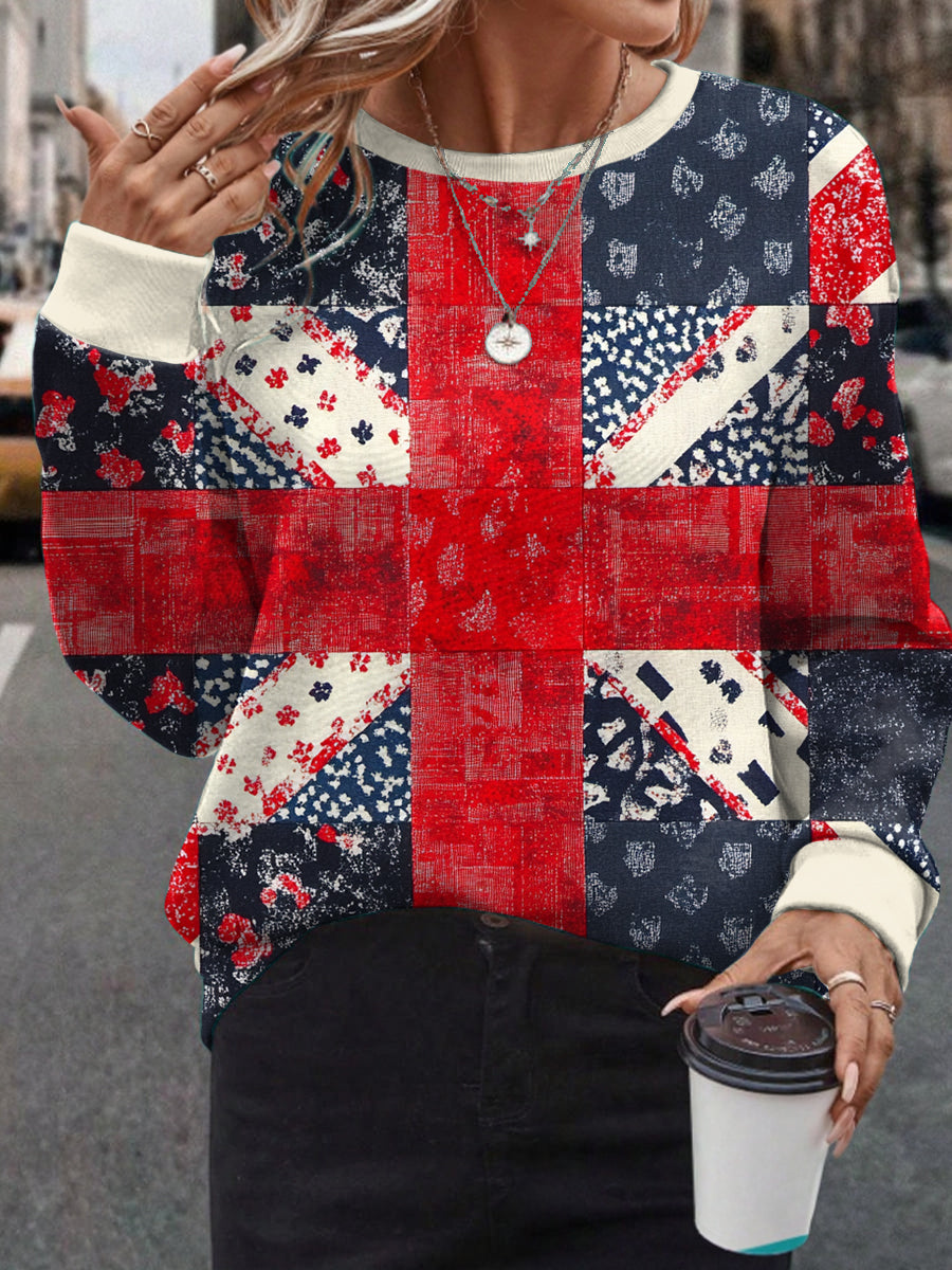 Women's UK Flag Floral Art Printed Sweatshirt