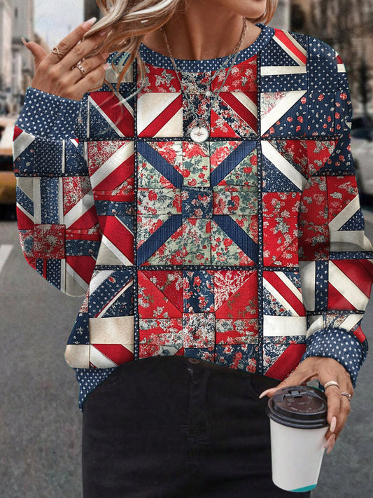 Women's UK Flag Floral Art Printed Sweatshirt