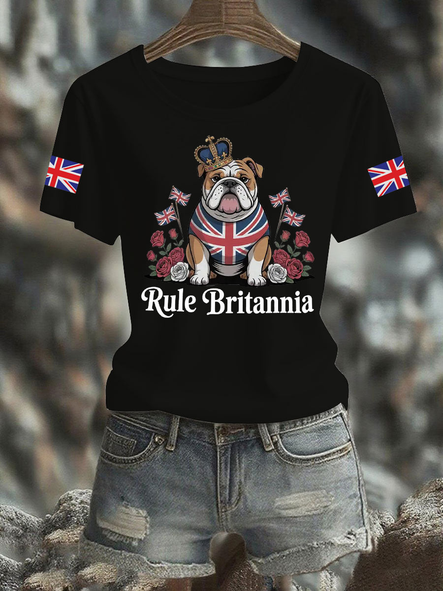 Women's Vintage England Flag Rule Britannia Printed T-shirt-1