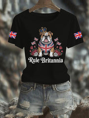 Women's Vintage England Flag Rule Britannia Printed T-shirt-1