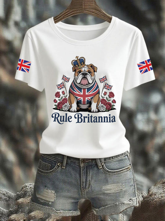 Women's Vintage England Flag Rule Britannia Printed T-shirt