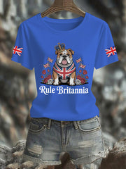 Women's Vintage England Flag Rule Britannia Printed T-shirt-2