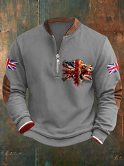 Men's UK Flag Lion Art Printed Sweatshirt-2