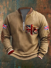 Men's UK Flag Lion Art Printed Sweatshirt-3