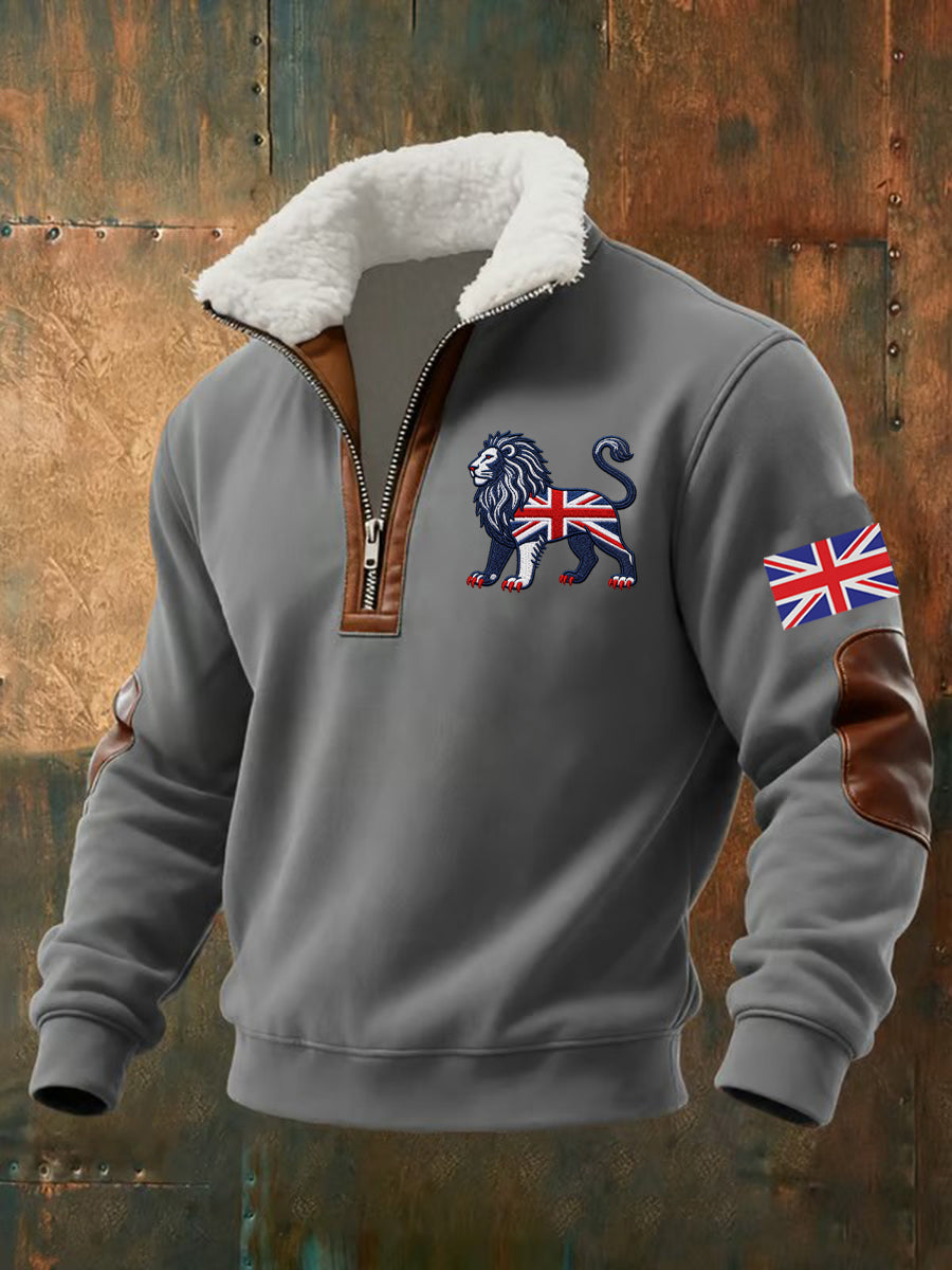 Men's Vintage British Lion Print Sweatshirt-2