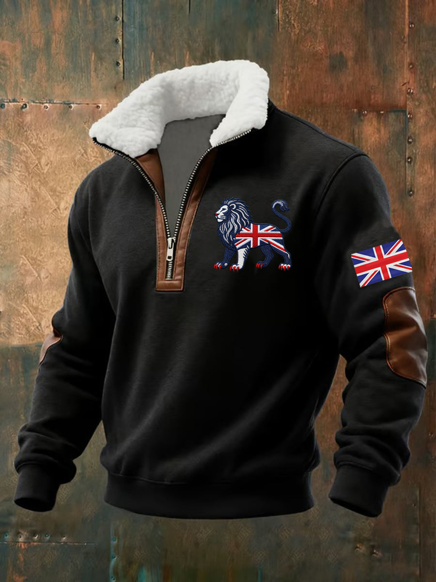Men's Vintage British Lion Print Sweatshirt-1