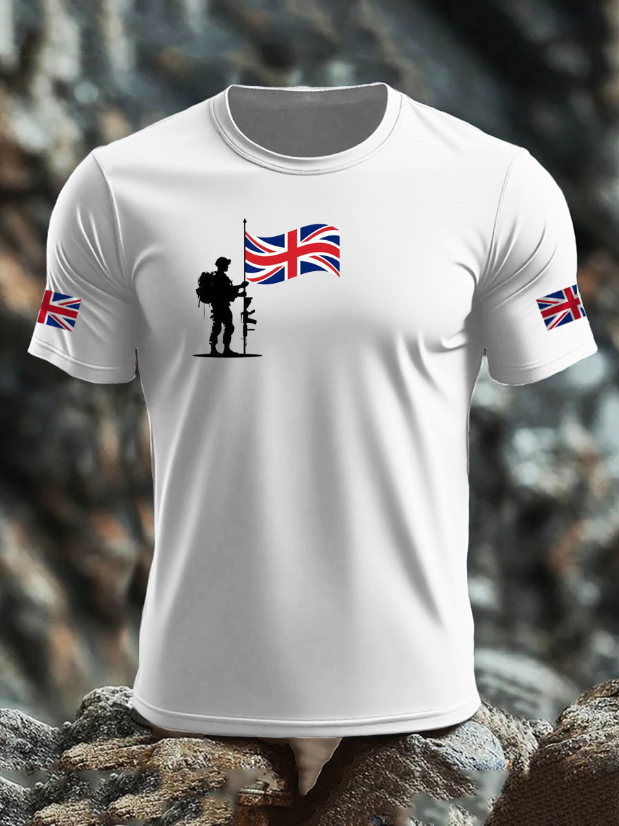 Men's British Veteran imitation cotton short-sleeved T-shirt-5