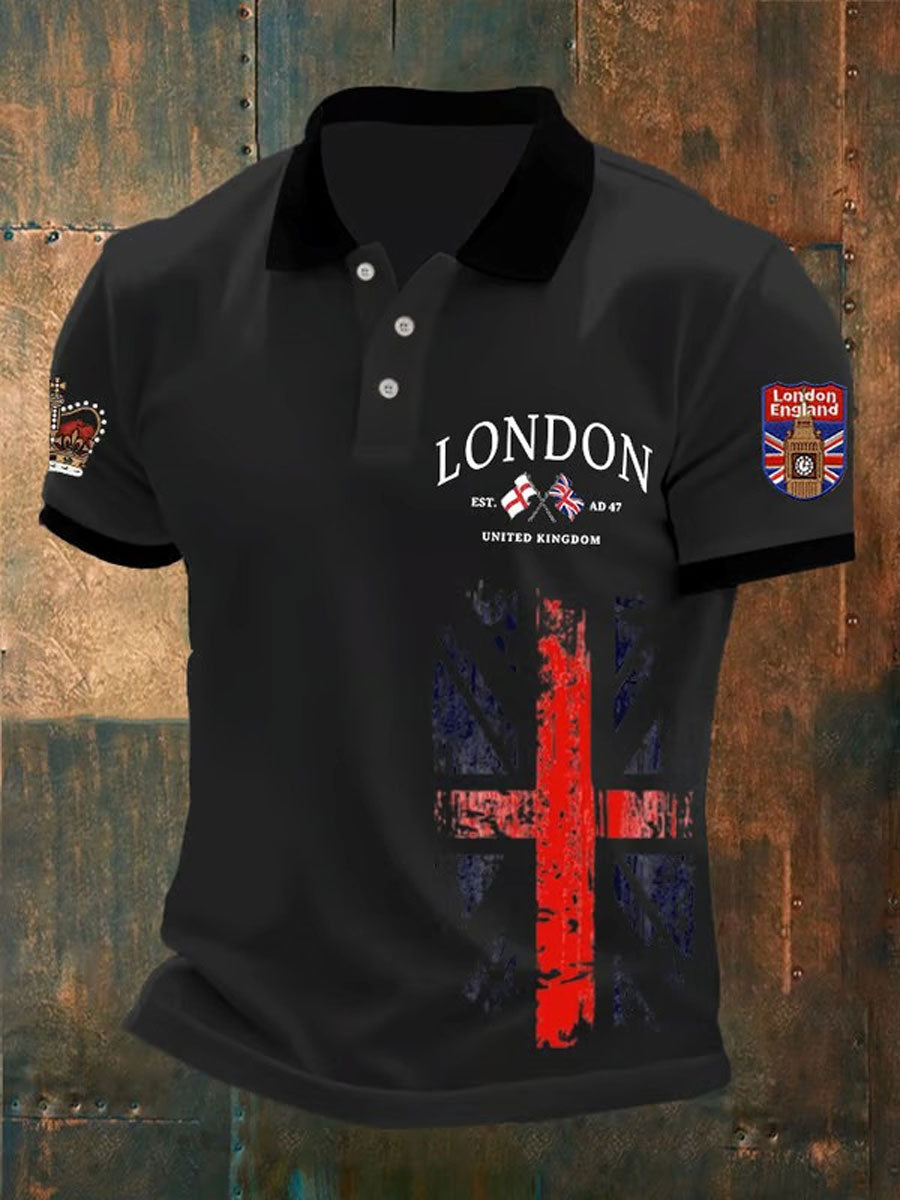 Men's UK Lodon Printed Casual Tops-1