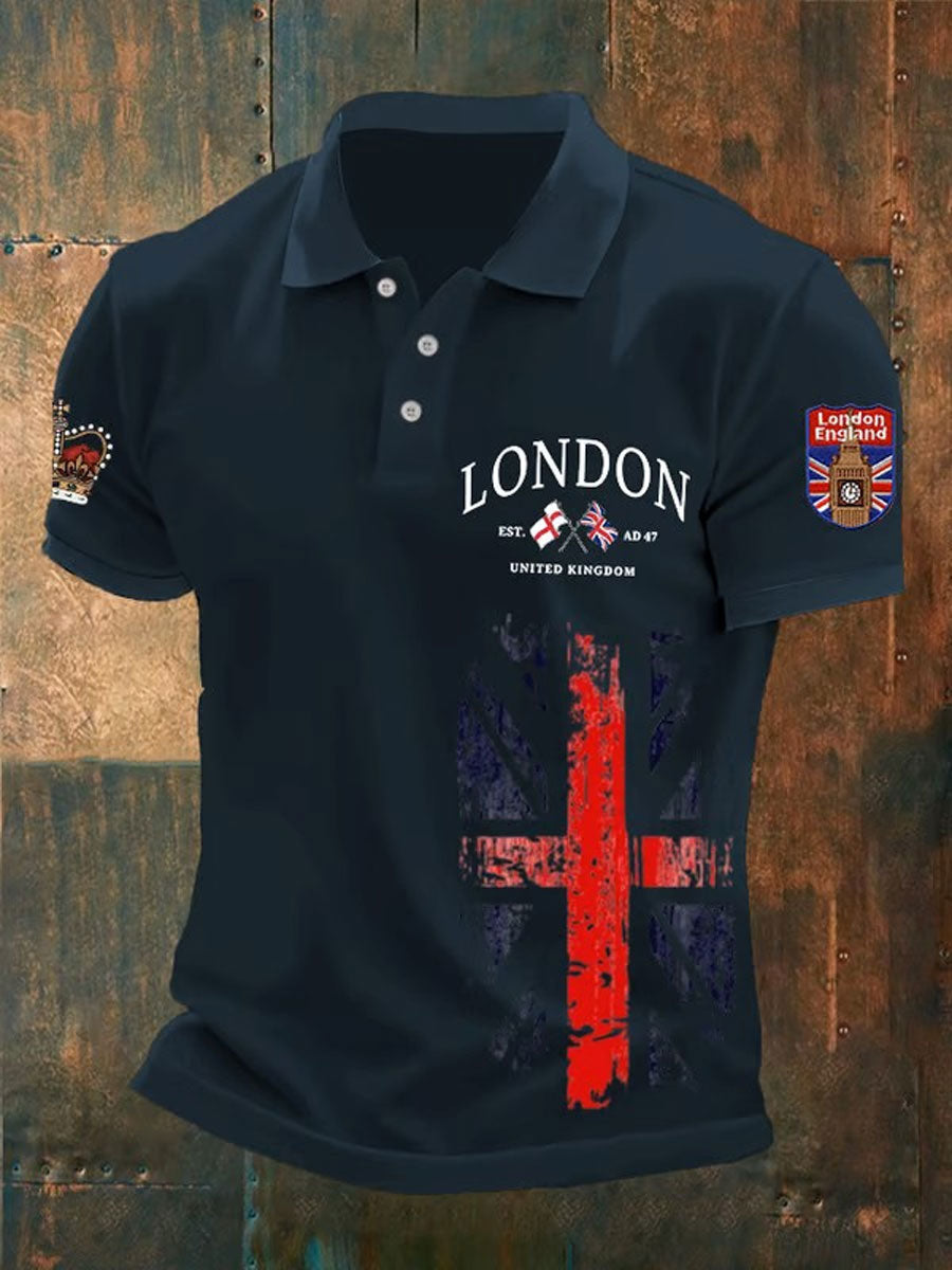 Men's UK Lodon Printed Casual Tops-2