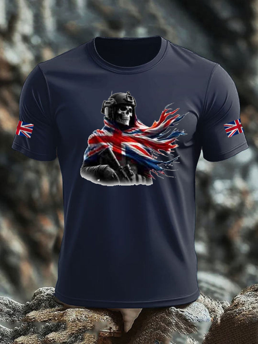 Men's British Veteran imitation cotton short-sleeved T-shirt-1