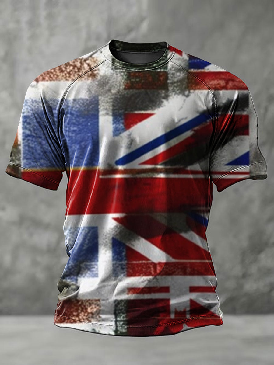 Men's British Flag Printed Casual short sleeves t-shirt
