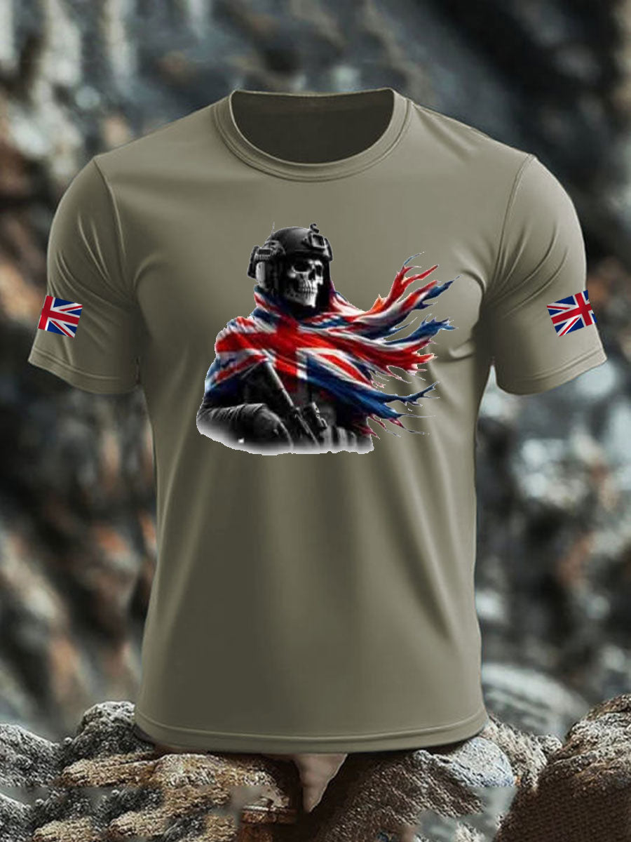 Men's British Veteran imitation cotton short-sleeved T-shirt-3